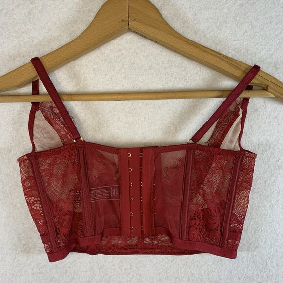 Victorias Secret Very Sexy Collection Lace Bralette Sz 32D Red Pin Up Boudoir - Picture 5 of 11